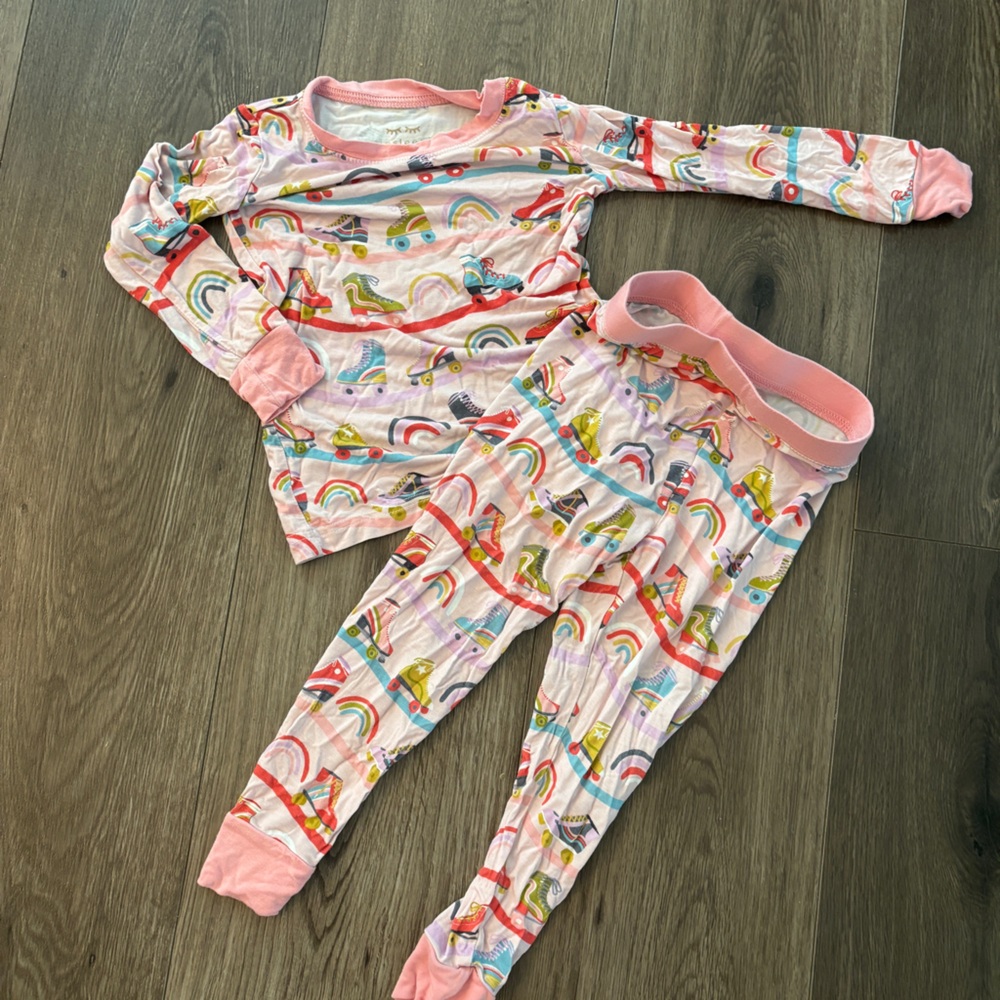 Little sleepies 18 - 24 month roller skate pajamas pink bamboo long sleeve pants